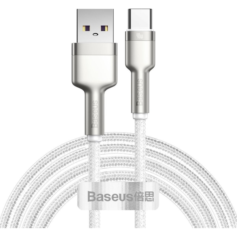 Cablu Date si Incarcare Baseus USB la USB Type-C Cafule, 2 m, 40W, CATJK-B02, Alb