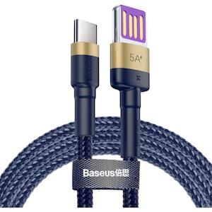 Cablu Date si Incarcare Baseus USB la USB Type-C Cafule, Quick Charge, 40W, 1 m, CATKLF-PV3, Albastru - Auriu