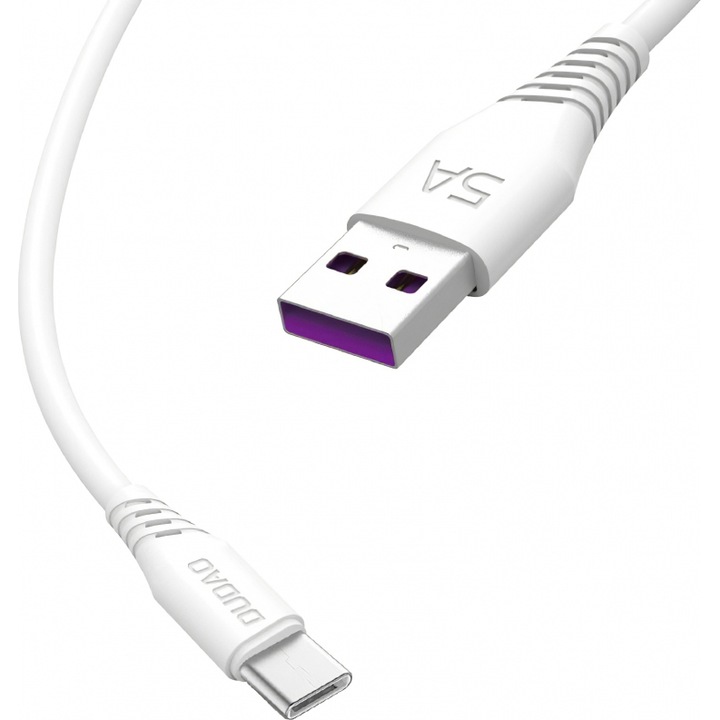 Cablu Date si Incarcare Dudao USB la USB Type-C L2T, 5A, 1 m, Alb