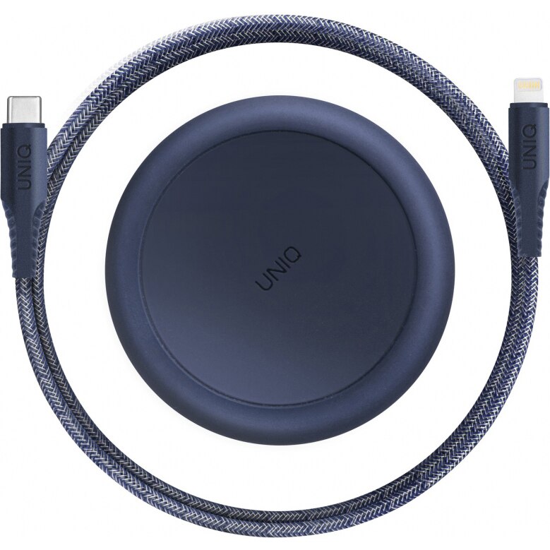 Cablu Date si Incarcare UNIQ USB la USB Type-C Halo, 3A, Cu Organizator, 1.2 m, Bleumarin