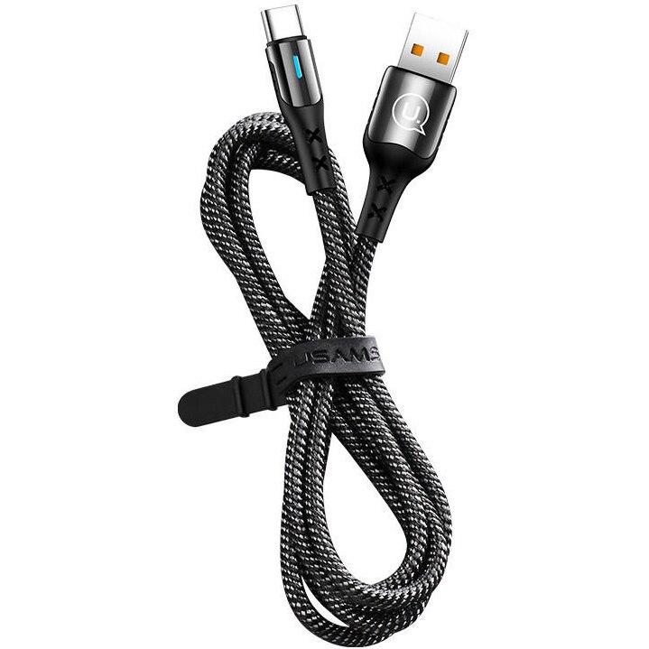 Cablu Date si Incarcare Usams USB la USB Type-C U27, 5A, 1.2 m, US-SJ319, Negru