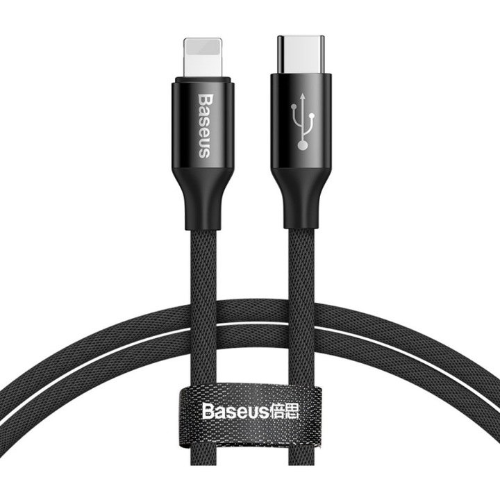 Cablu Date si Incarcare Baseus USB Type-C Tip Lightning Yiven, 1 m, CATLYW-C01, Negru