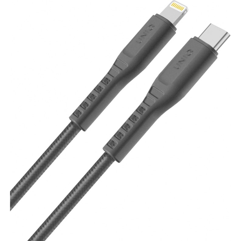 Cablu Date si Incarcare UNIQ USB Type-C la Lightning Flex, 3A, 1.2 m, Gri