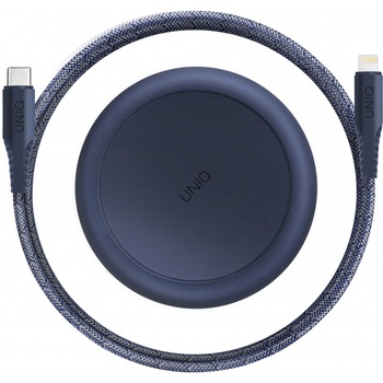 Cablu Date si Incarcare UNIQ USB Type-C la Lightning Halo, 18W, Cu Organizator, 1.2 m, Albastru Cablu Date si Incarcare UNIQ USB Type-C la Lightning Halo, 18W, Cu Organizator, 1.2 m, Albastru