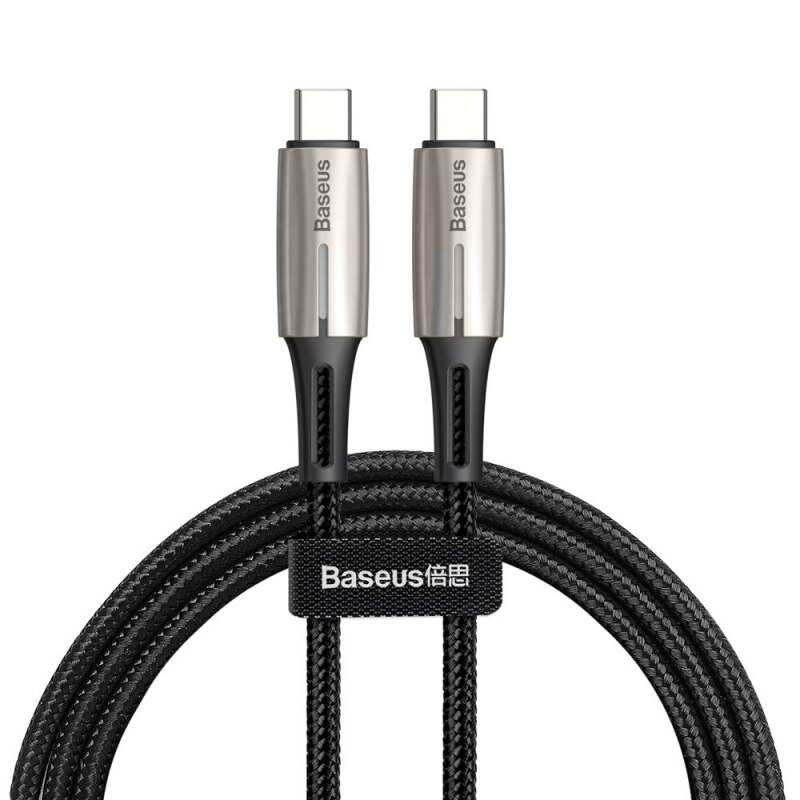 Cablu Date Si Incarcare Baseus USB Type-C La USB Type-C Woven, QC 3.0, 1 M, CATSD-J01, Negru