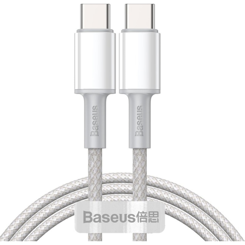 Cablu Date si Incarcare Baseus USB Type-C la USB Type-C, 2 m, 100 W, 5 A, CATGD-A02, Alb