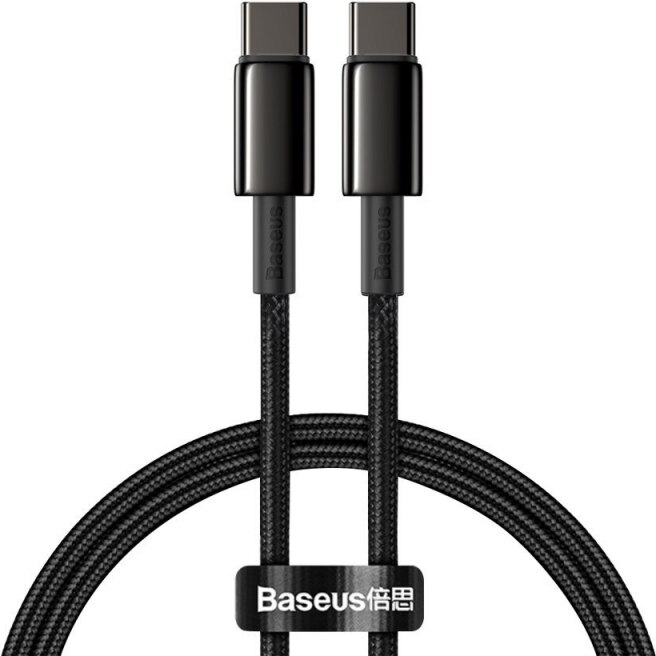 Cablu Date si Incarcare Baseus USB Type-C la USB Type-C, 1 m, 100 W, 5 A, CATWJ-01, Negru