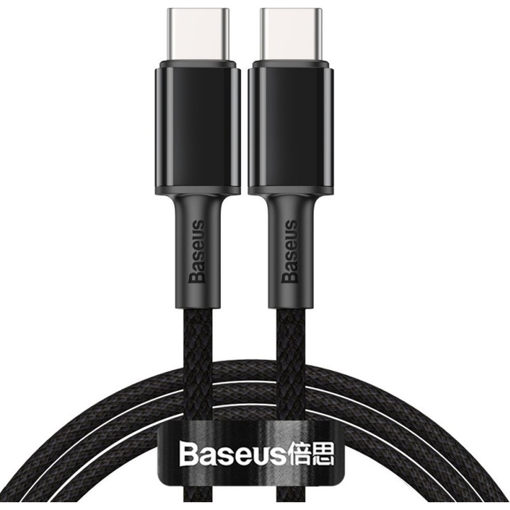 Cablu Date si Incarcare Baseus USB Type-C la USB Type-C, 1 m, 100 W, 5 A, CATGD-01, Negru
