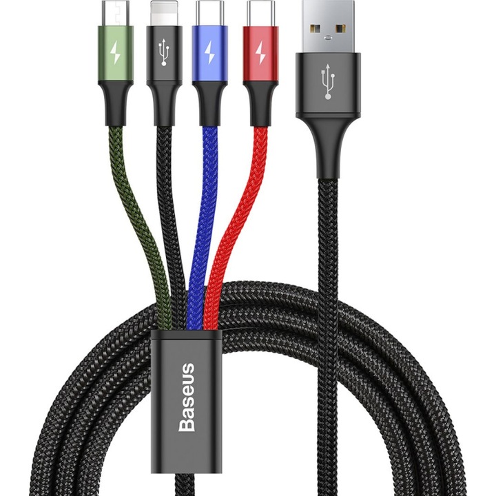 Baseus Fast 4 az 1-ben USB-kábel 2xUSB-C, Lightning , Micro 3,5A 1,2 m, fekete