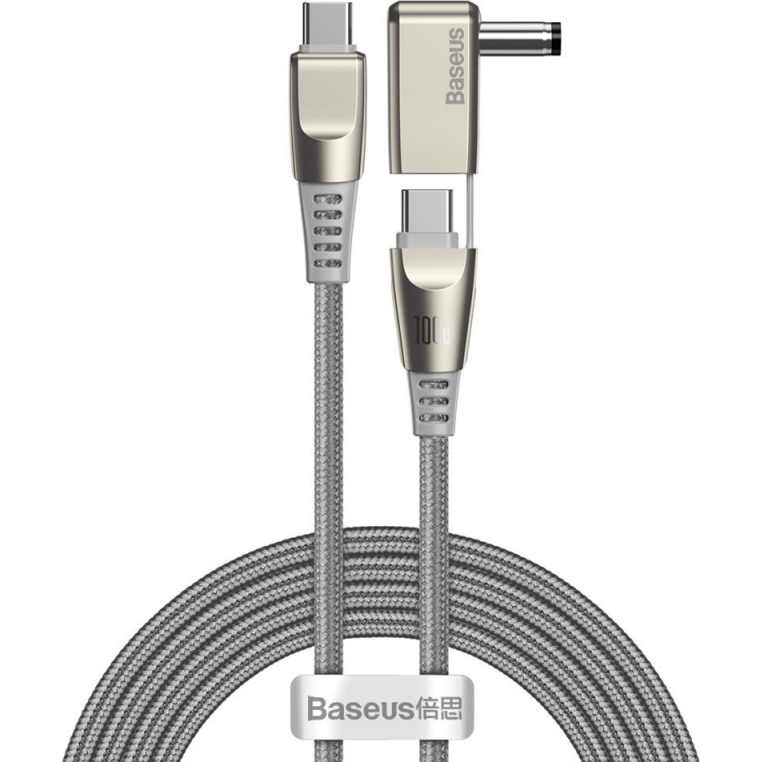 Cablu Incarcare Baseus USB Type-C la USB Type-C / C+DC CA1T2, 2in1, 2 m, 100W, 5A,CA1T2-A0G, Gri