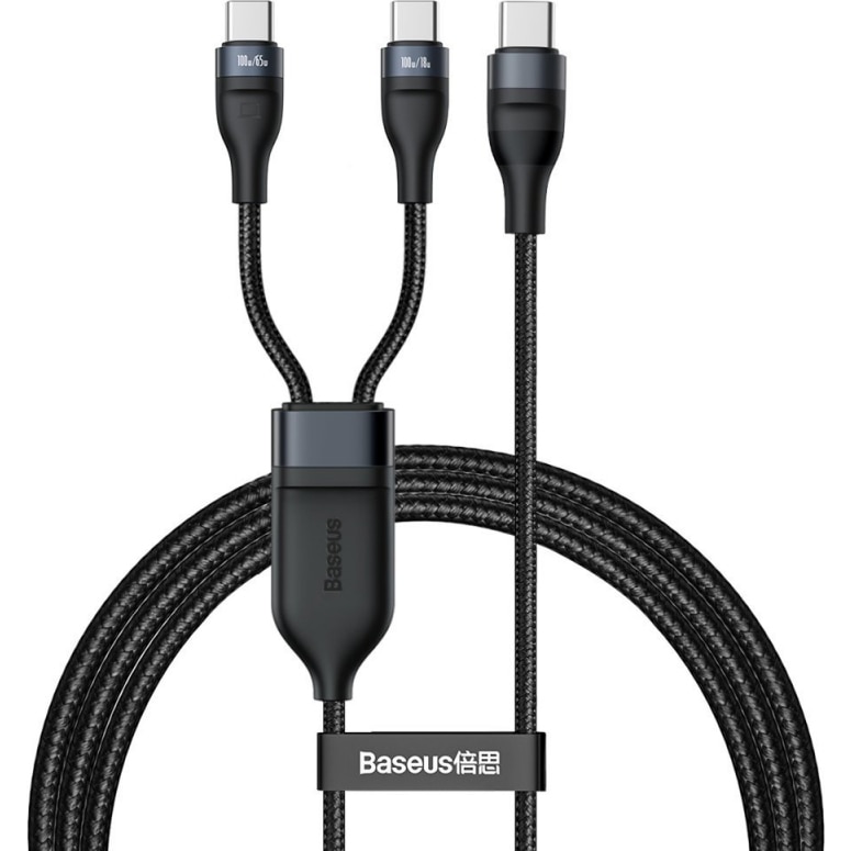 Cablu Incarcare Baseus USB Type-C la USB Type-C 2 in 1, 1.5 m, 100W, CA1T2-C01, Negru