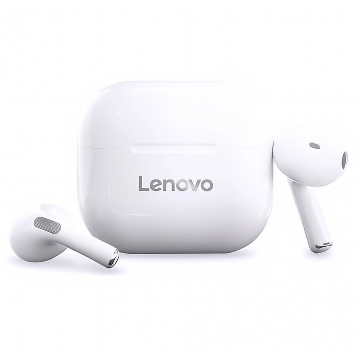Слушалки Bluetooth Lenovo LivePods LP40, SinglePoint, Бял