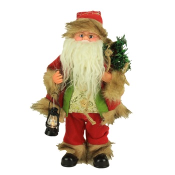 Mos Craciun Muzical si Dansator,Premium cu felinar si Mantie rosu cu auriu, 30 cm Mos Craciun Muzical si Dansator,Premium cu felinar si Mantie rosu cu auriu, 30 cm