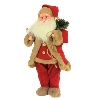 Mos Craciun Muzical si Dansator,Premium cu felinar si blanita bej, 30 cm Mos Craciun Muzical si Dansator,Premium cu felinar si blanita bej, 30 cm