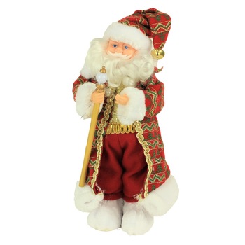 Mos Craciun Muzical, cu Toiag ,Mantie lunga si Felinar luminos, 40 cm Mos Craciun Muzical, cu Toiag ,Mantie lunga si Felinar luminos, 40 cm
