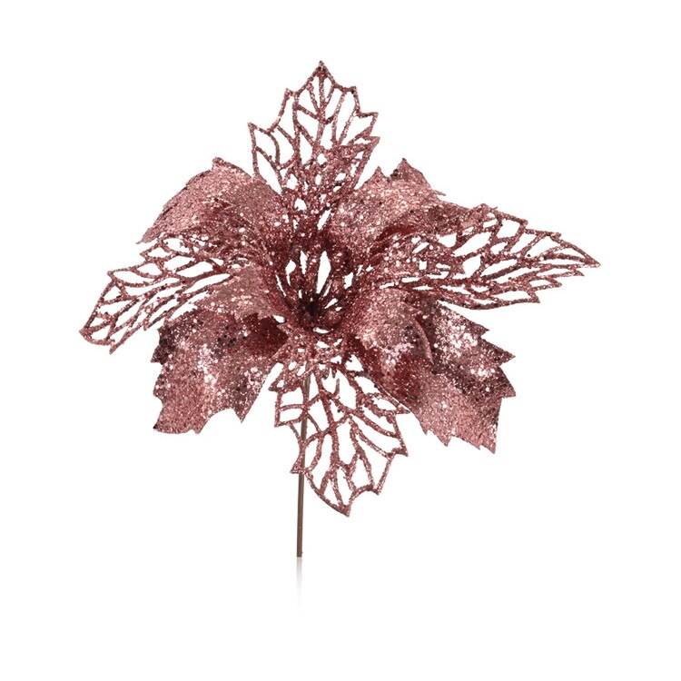 Ornament Craciunita, pe bat, roz, 21 cm