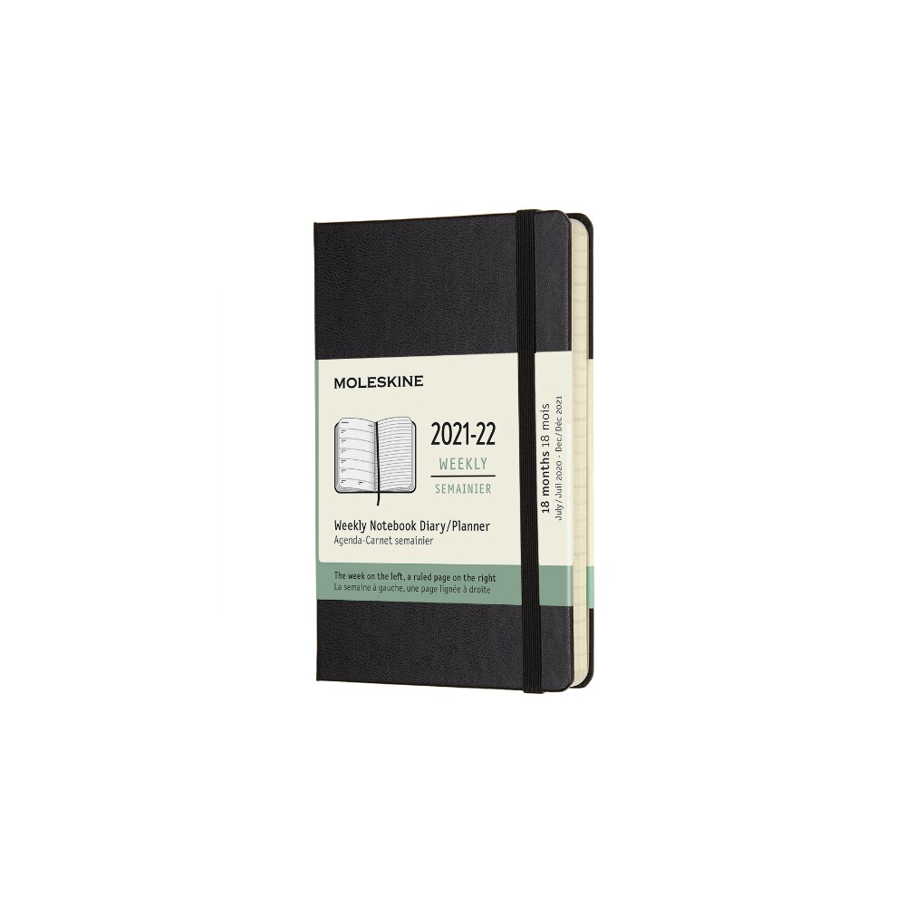 Calendar 18 luni 2021/2022, Moleskine, Calendar englezesc, Hard cover, 19x14 cm, Negru