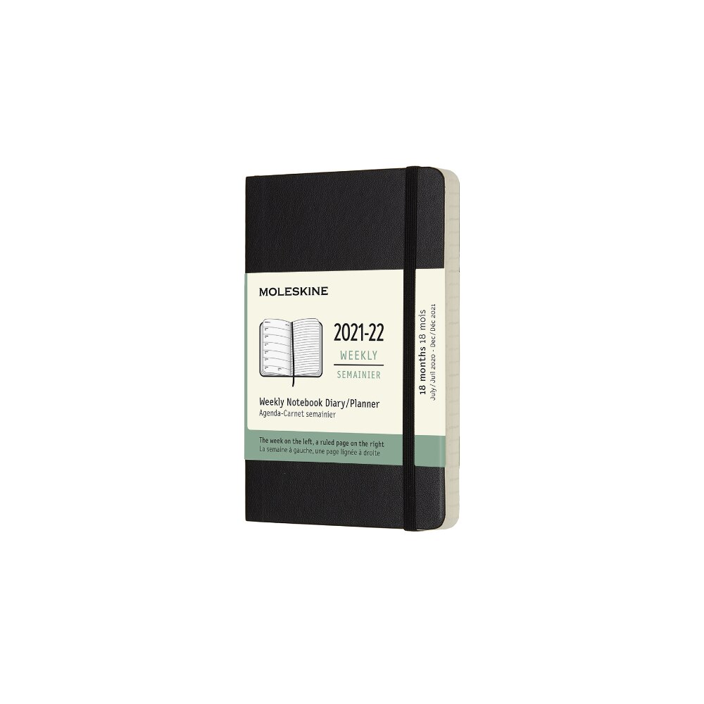 Calendar 18 luni 2021/2022, Moleskine, Calendar englezesc, Soft cover, 19x14 cm, Negru