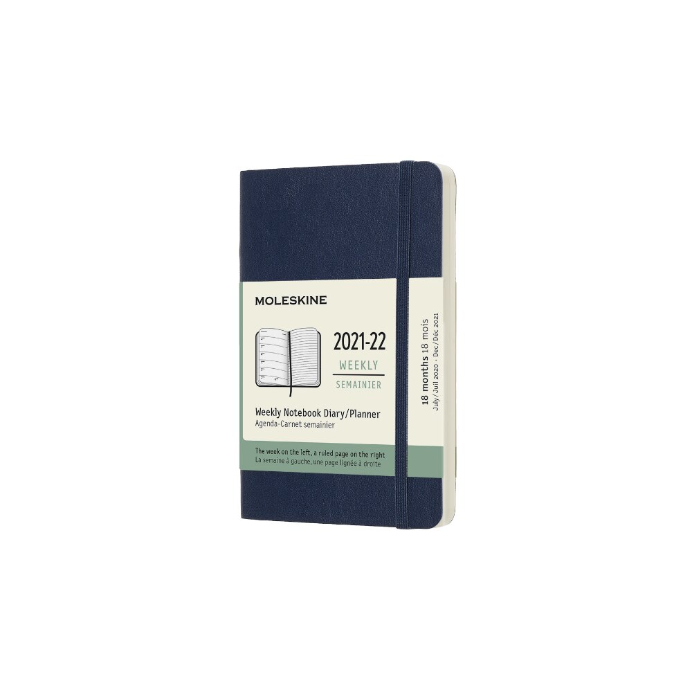 Calendar 18 luni 2021/2022, Moleskine, Calendar englezesc, Soft cover, 19x14 cm, Albastru