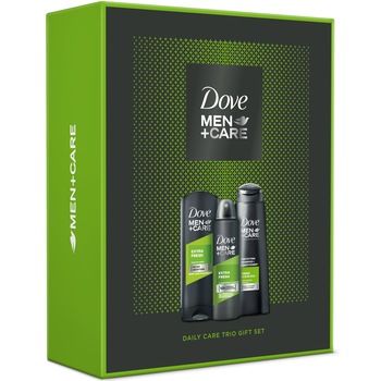 Set cadou Dove Men+ Care Trio Daily: Gel de dus 250 ml + Deodorant 150 ml + Sampon Antimatreata 250 ml + geanta cadou Set cadou Dove Men+ Care Trio Daily: Gel de dus 250 ml + Deodorant 150 ml + Sampon Antimatreata 250 ml + geanta cadou