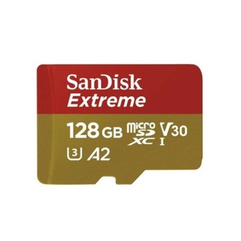 Card de memorie, SanDisk Extreme microSDXC, Capacitate 128 GB, 160/90 MB / s, V30, A2, U3, Video 4K UHD, Adaptor SD inclus Card de memorie, SanDisk Extreme microSDXC, Capacitate 128 GB, 160/90 MB / s, V30, A2, U3, Video 4K UHD, Adaptor SD inclus