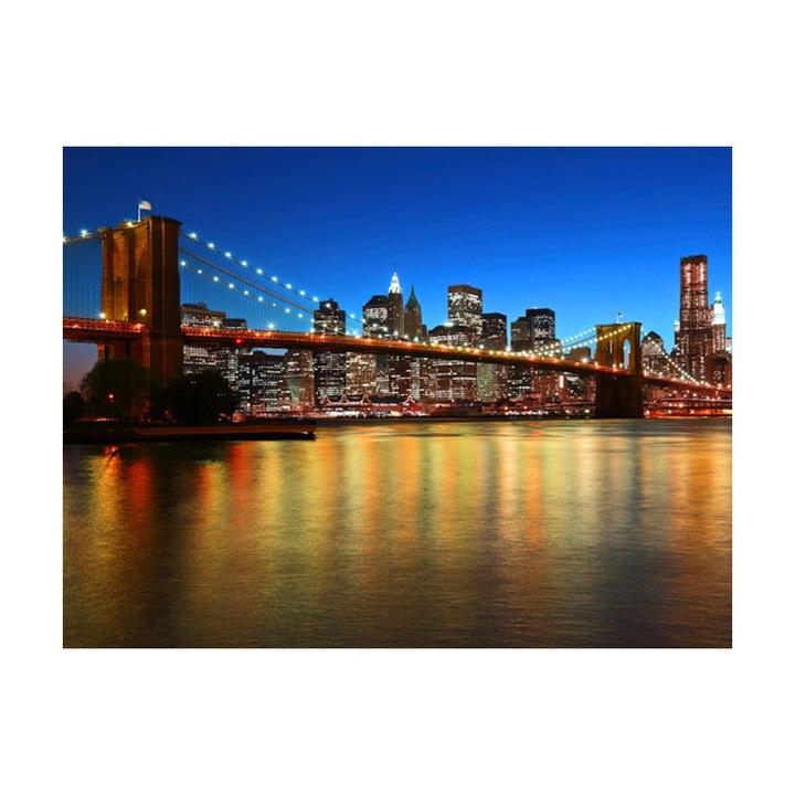 Nem szőtt tapéta nappaliba, hálószobába, alkonyatba a Brooklyn Bridge felett. - 400cm X 309cm, Útmutató, ragasztó