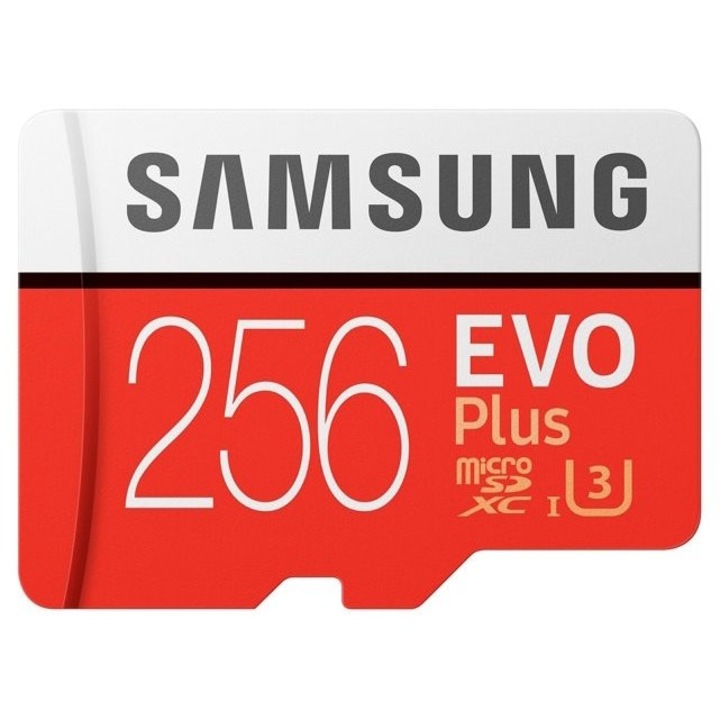 Card de memorie, Samsung EVO Plus, MC256HA/EU, microSD, Capacitate 256 GB, 100/90 MB / s, Class 10, UHS-I, Video Full HD, Adaptor SD inclus