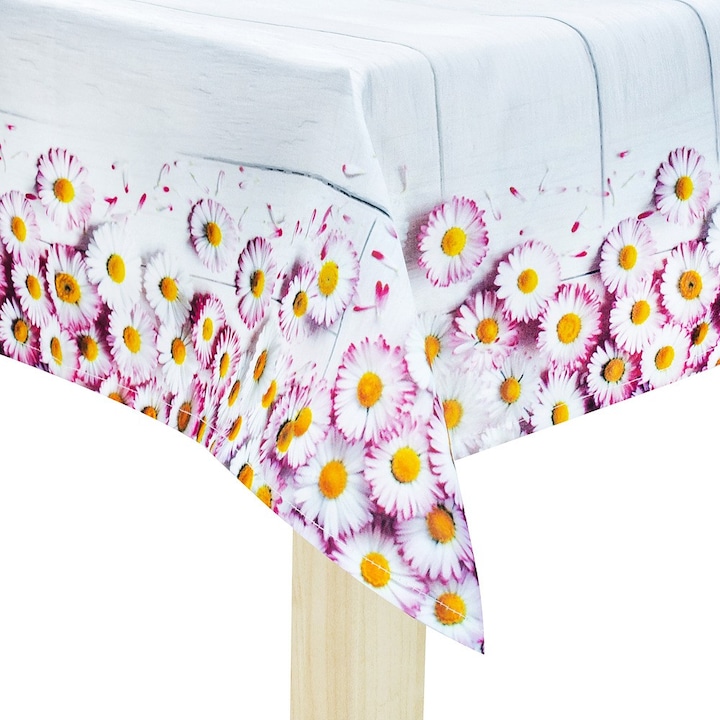 Daisy asztalterítő, Jedeka, Poliészter, 140x220 cm, Fehér