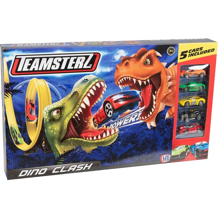 SET Lansator de masinute Teamsterz- Dino Clash