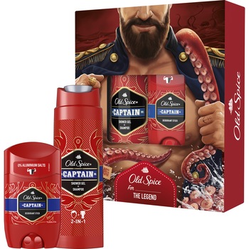 Set Cadou Old Spice Dark Captain: Deodorant solid, 50 ml + Gel de dus, 250 ml Set Cadou Old Spice Dark Captain: Deodorant solid, 50 ml + Gel de dus, 250 ml
