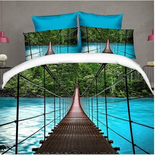 Lenjerie de pat digital print 3D,4 piese,2 persoane,bridge