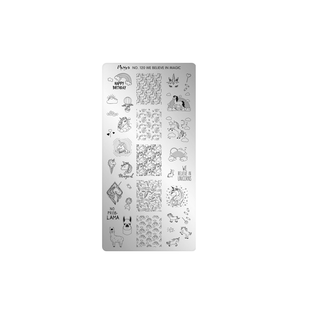 Matrita pentru stampila mini 13x7cm, Moyra, 120, We believe in magic, Gri-negru