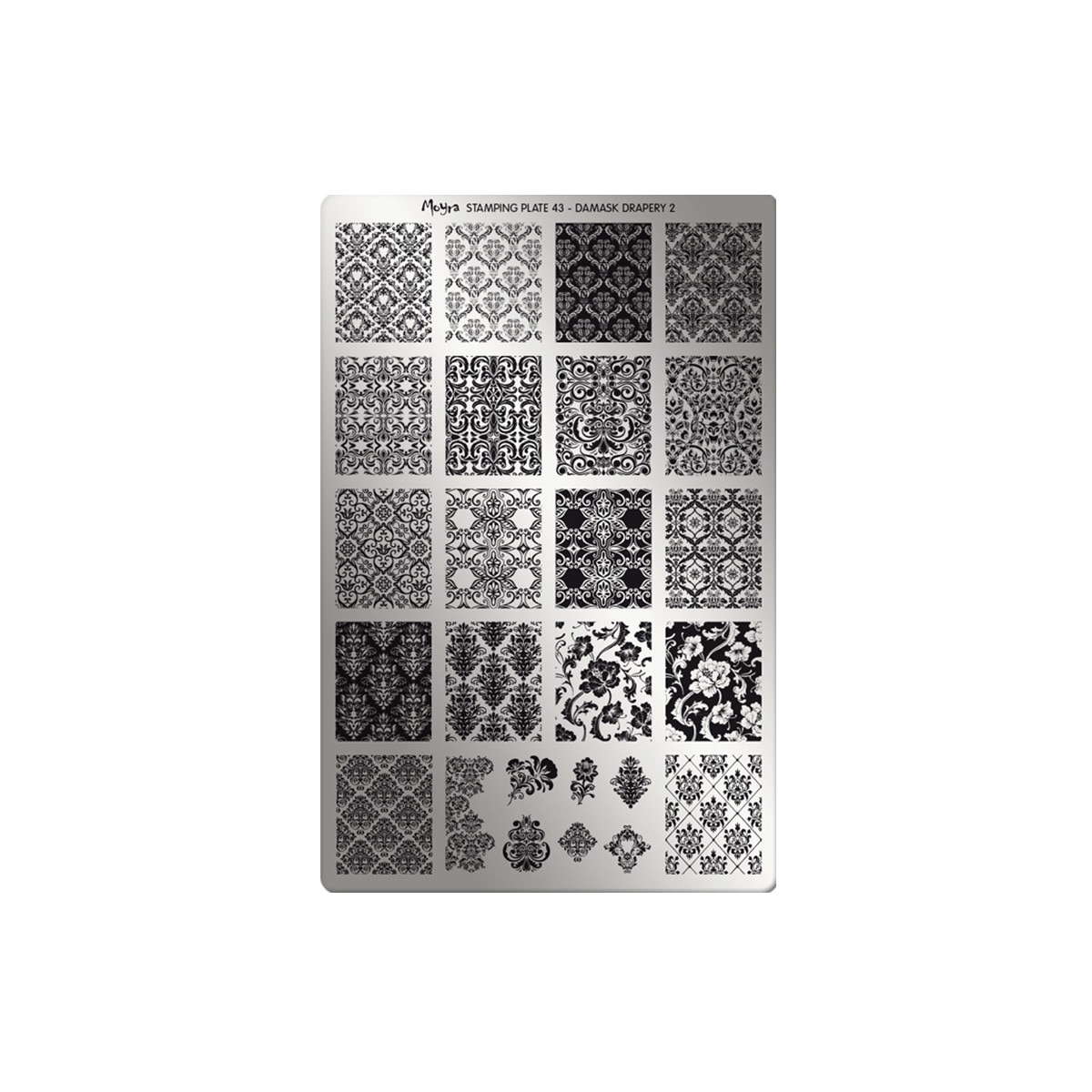 Matrita pentru stampila 15x10cm, Moyra, 043, Damask Drapery 2, Gri-negru