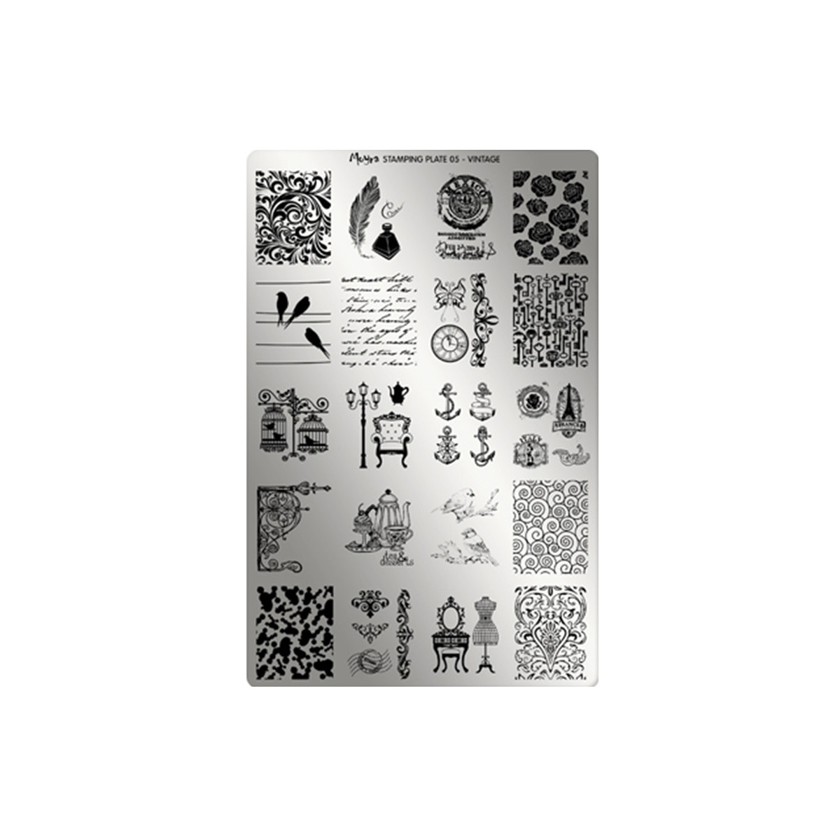 Matrita pentru stampila 15x10cm, Moyra, 005, Vintage, Gri-negru