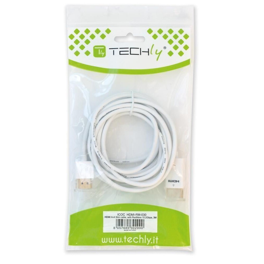 Cablu HDMI tata - HDMI tata, High Speed, Ultra Slim, 3M, 4K , Techly, Alb, ICOC HDMI-SL-030W