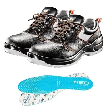Pantofi de lucru din piele, S1P, SRA, talpici/branturi, marimea 40, NEO Pantofi de lucru din piele, S1P, SRA, talpici/branturi, marimea 40, NEO