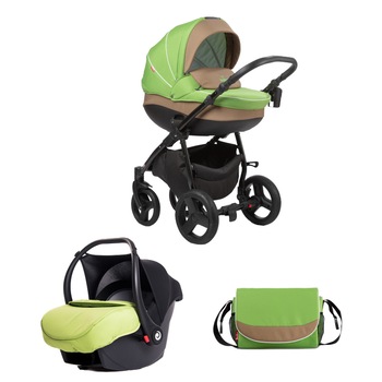 Carucior pentru copii 3 in 1 Bella, verde, impermeabil, cos pentru accesorii si geanta pentru mama, frana de stationare, plasa de tantari, suport pentru bauturi Carucior pentru copii 3 in 1 Bella, verde, impermeabil, cos pentru accesorii si geanta pentru mama, frana de stationare, plasa de tantari, suport pentru bauturi