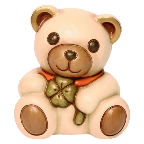 Figurina, Ursuletul Teddy Raul cu trifoi, ceramica THUN, 8.3 cm