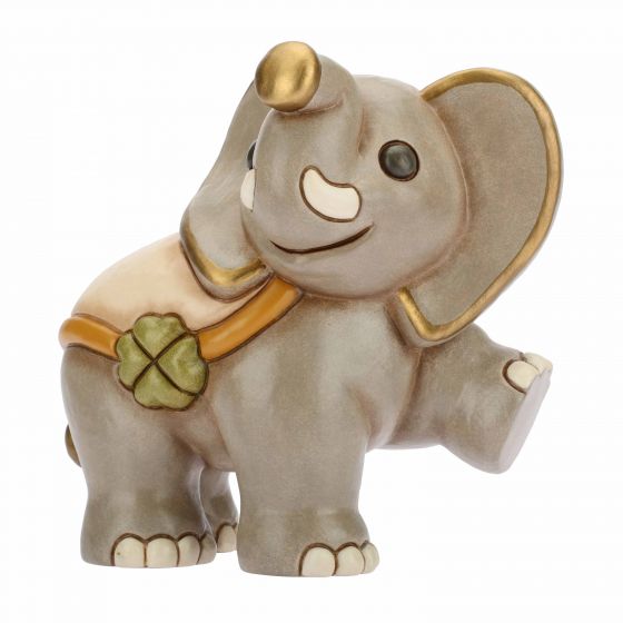 Figurina Elefant cu trifoi norocos, ceramica THUN, 14.5 cm