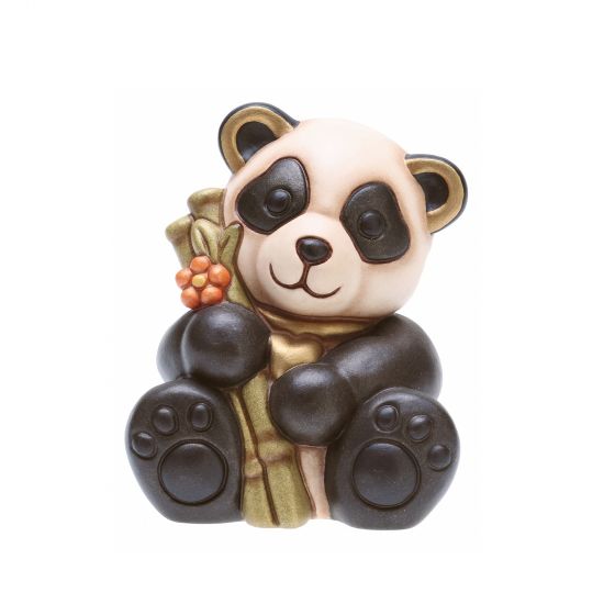Figurina, Ursulet Panda cu bambus, ceramica THUN, 8.5 cm