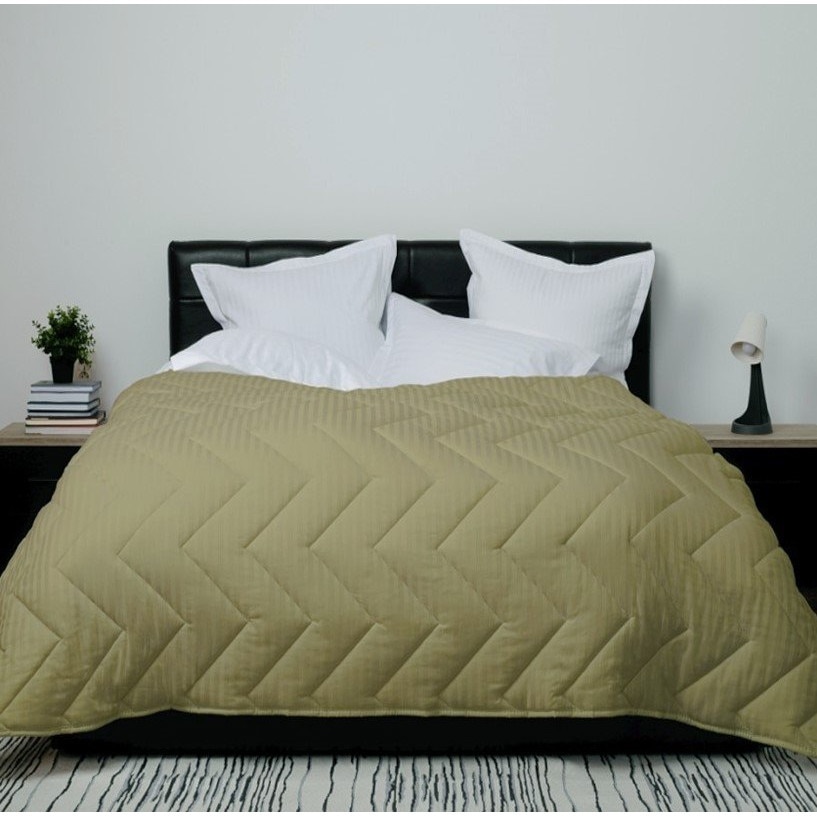 Pilota bambus iarna cu fata bumbac damasc 140x210cm, Pucioasa, Maro Olive