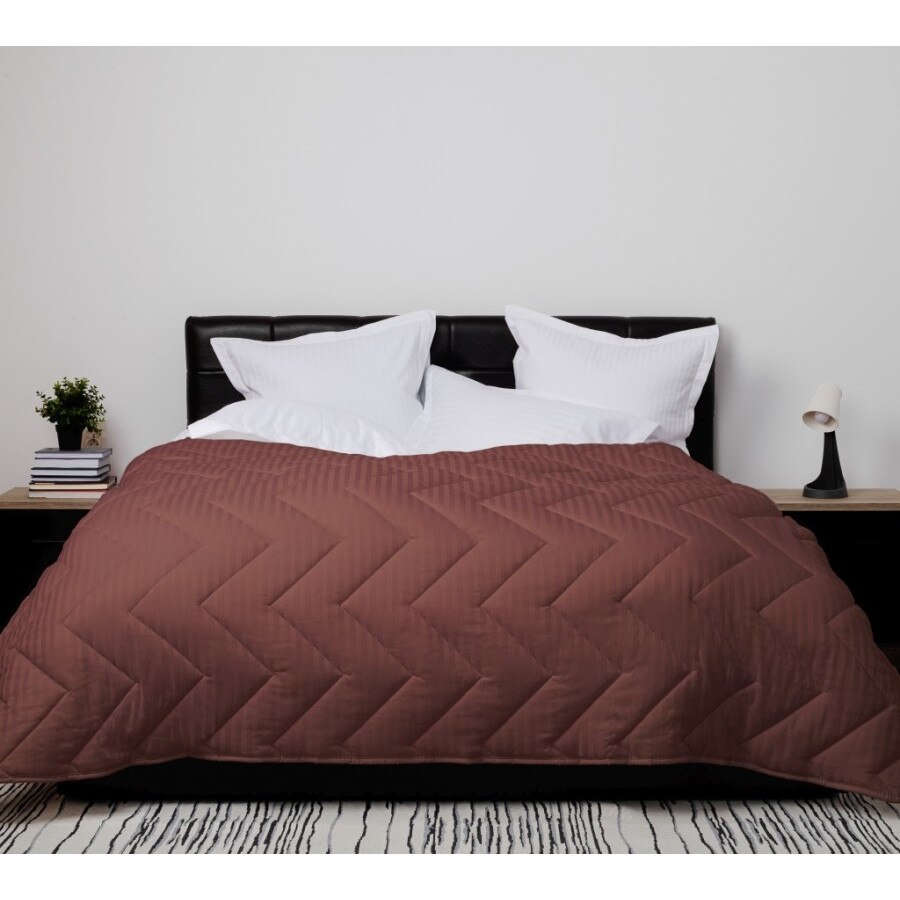 Pilota bambus iarna cu fata bumbac damasc 140x210cm, Pucioasa, Maro