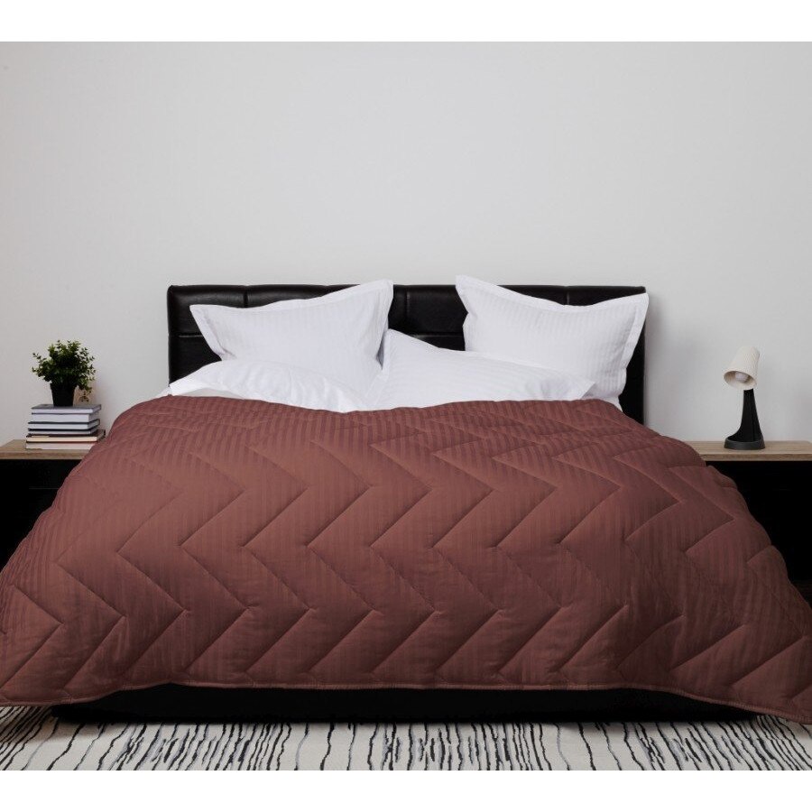 Pilota lana iarna cu fata bumbac damasc 140x210cm, Pucioasa, Maro