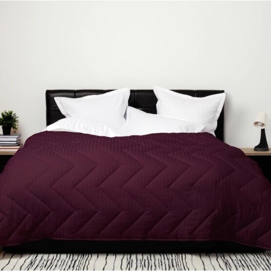 Pilota lana iarna cu fata bumbac damasc 160x210cm, Pucioasa, Mov