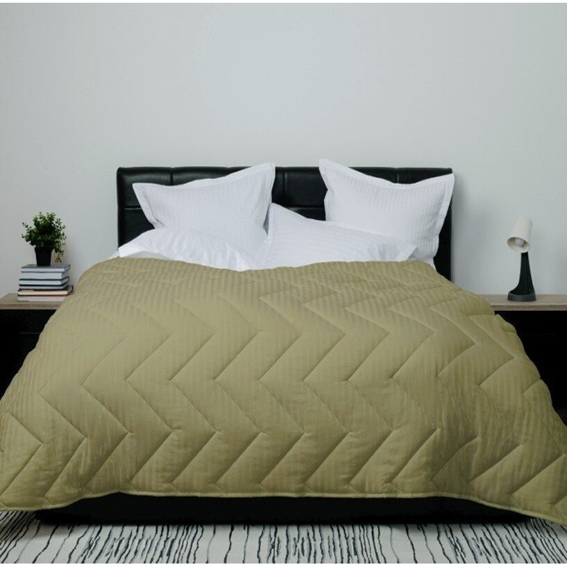 Pilota lana iarna cu fata bumbac damasc 180x210cm, Pucioasa, Maro Olive