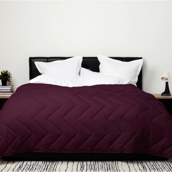 Pilota lana iarna cu fata bumbac damasc 200x215cm, Pucioasa, Mov