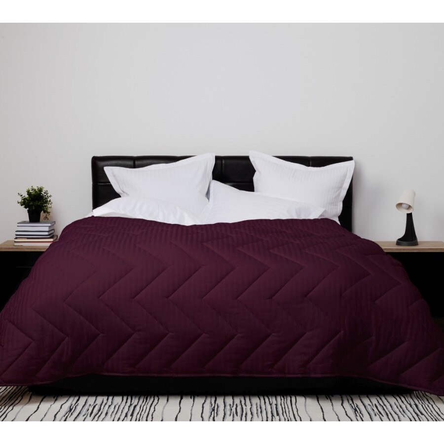 Pilota bambus iarna cu fata bumbac damasc 200x215cm, Pucioasa, Mov