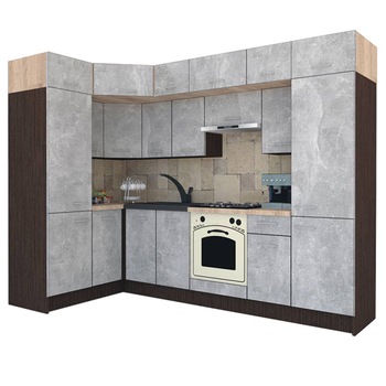 Set Bucatarie de Colt Genarom BIG GENA NEW DR. 150-290 x 225,5 x 60 cm, Cu Corp de Cuptor, Wenge / Decor 4298 Set Bucatarie de Colt Genarom BIG GENA NEW DR. 150-290 x 225,5 x 60 cm, Cu Corp de Cuptor, Wenge / Decor 4298