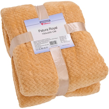 Patura Fleece cu blanita, Heinner Home, Royal Portocaliu, 150x200 cm