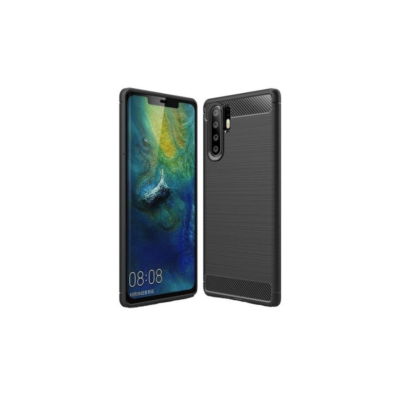 Husa din silicon cu insertii de carbon, pentru Huawei P30 Pro, Negru